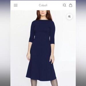 Best selling Cobalt Street 3/4 sleeve boatneck mid-calf flared dress navy small
